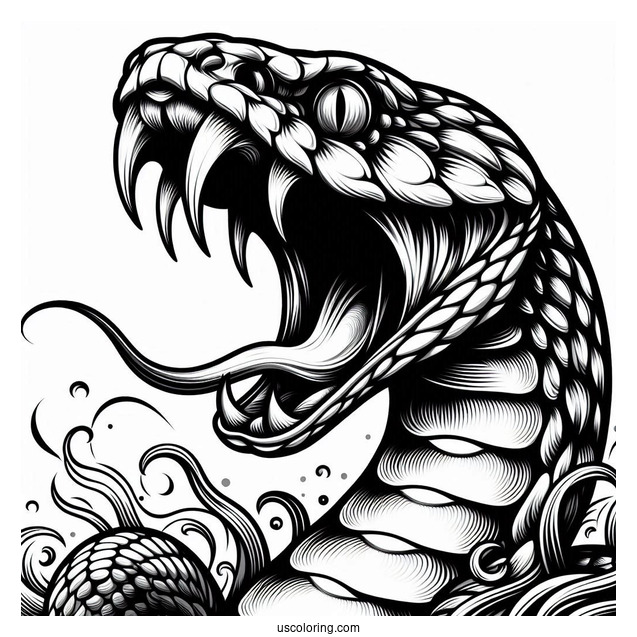 Close Up Of Snake With Fangs Out