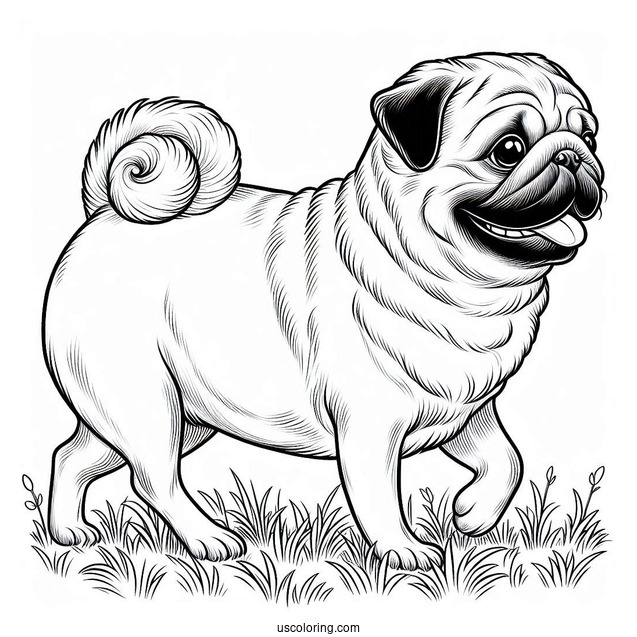 Adult Pug Walking On Grass