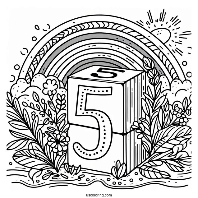 Numberblocks Coloring Page 1 to 5 In Nature With Rainbow