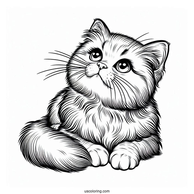 Adult Cat Looking Up Coloring In