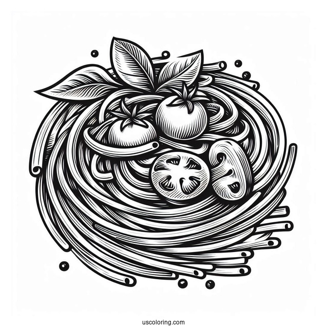 Italian Spaghetti Coloring Page