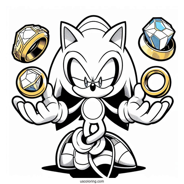 Simple Sonic Exe Coloring Page Holding Chaos Emerald And Gold Ring