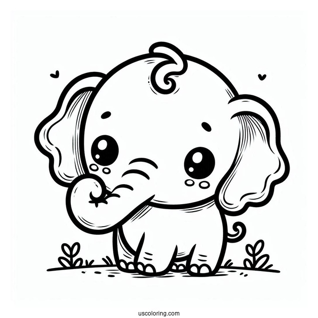 Kawaii Elephant With Little Trunk