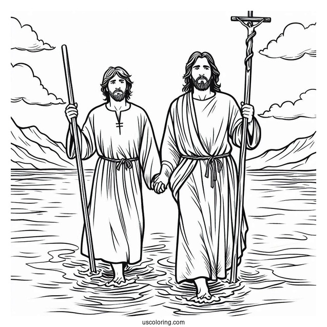 Jesus Walked On Water Miracle Coloring Page