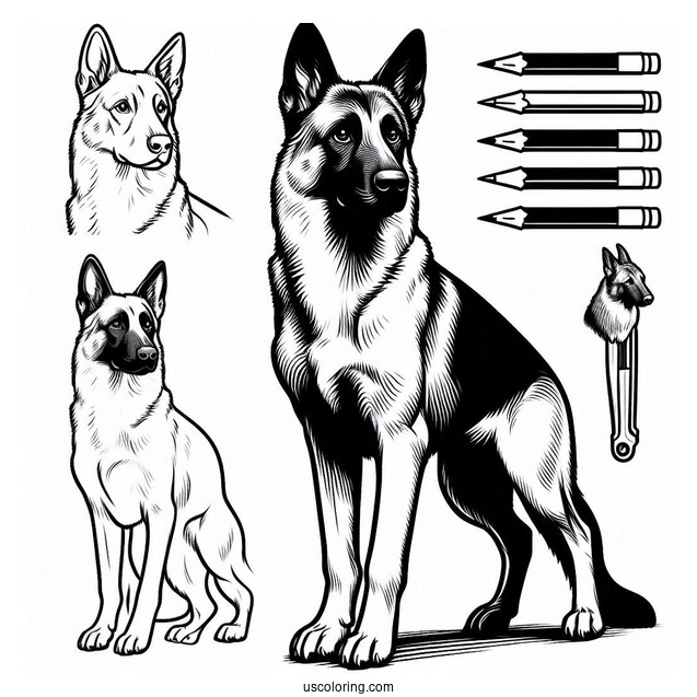 Outline Of Beglian Malinois Dog