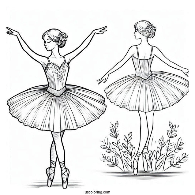 Ballerina Standing On Toes To Color