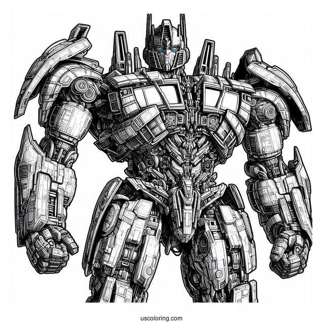 Realistic Optimus Prime Coloring Page From Transformers Movie