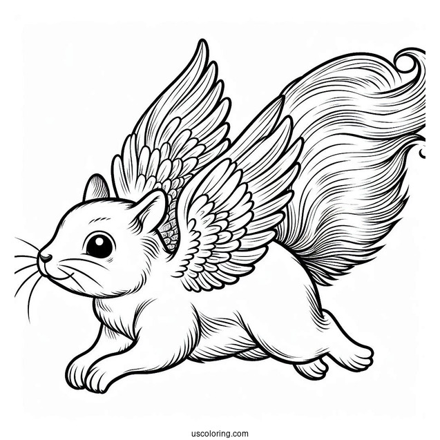 Simple Squirrel Coloring Page Gliding In the Air