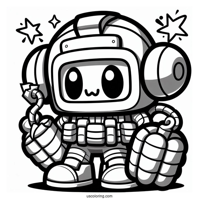 Brawl Stars Coloring Page Of Dynamike Holding Dynamites