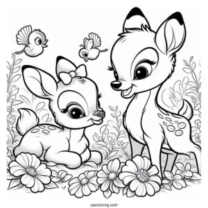 Bambi Talking To Thumper Sisters In Flower Field