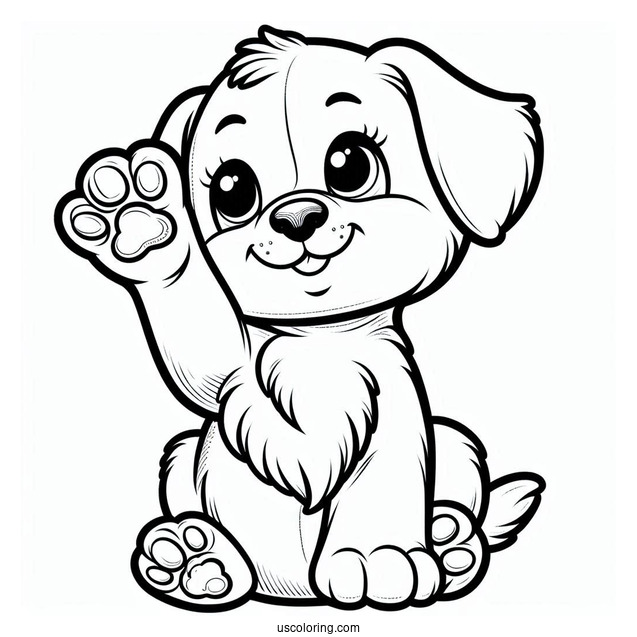Puppy Raising Paw Coloring In