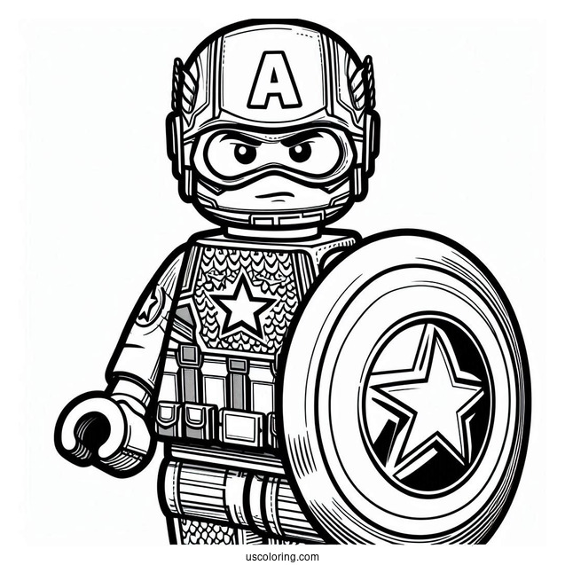 Captain America As a Lego Figurine To Color