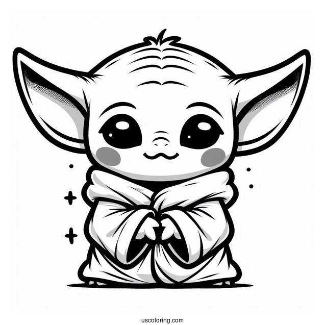 Kawaii Baby Yoda To Color