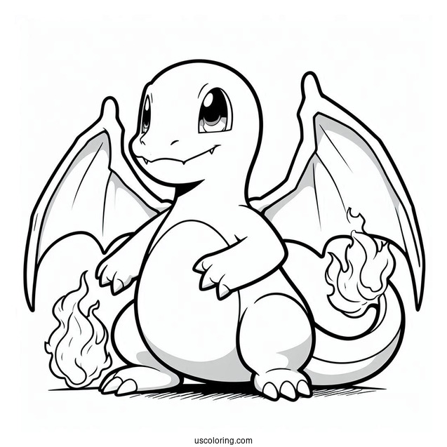 Charmander, Charmeleon, And Charizard Evolution Coloring In