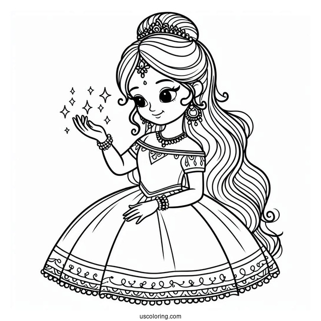 SImple Princess Coloring Page Outline For Preschoolers