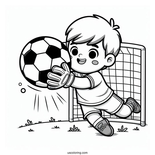 Kid Goal Keeper To Color