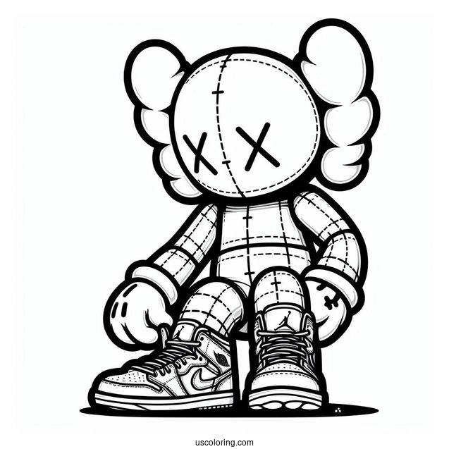 Dissected KAWS Coloring Page Companion In Air Jordan Pose