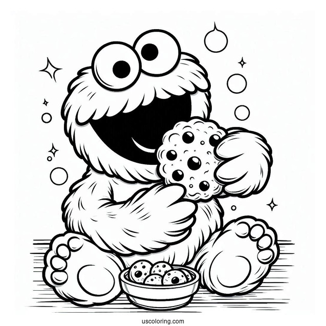 Coloring Sheet Of Cookie Monster Eating Cookie