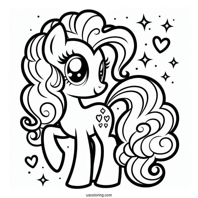 Outline of Pinkie Pie Pony For Preschoolers