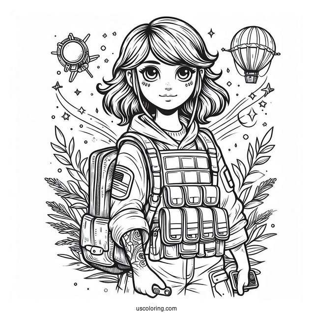 Poppy Playtime Coloring Page Of Player Wearing Grabpack