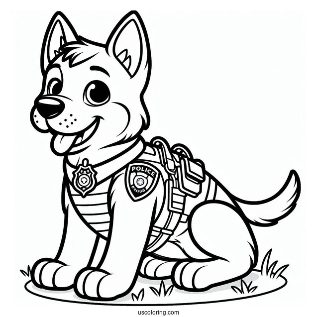 Police K-9 Dog Coloring Sheet For Kids