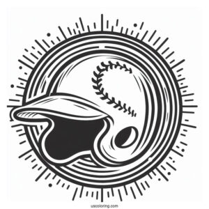 Simple Outline Of a Baseball Helmet