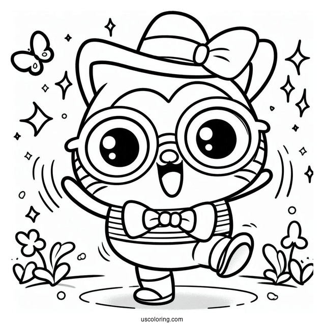 Pororo Coloring Page Of Harry With Bowtie Dancing
