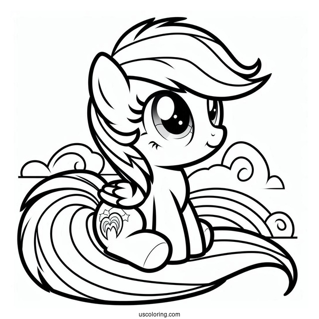 Scootaloo Sitting On Rainbow Dash Coloring Page