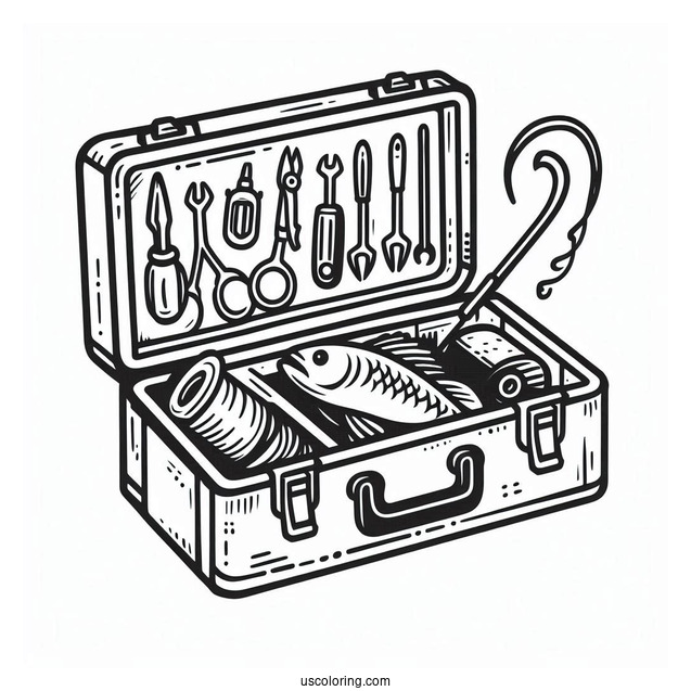 Fishing Coloring Page Of Tool Box