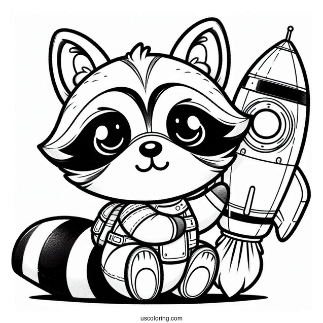 Rocket Raccoon Coloring Page Holding A Normal Racoon For Kids