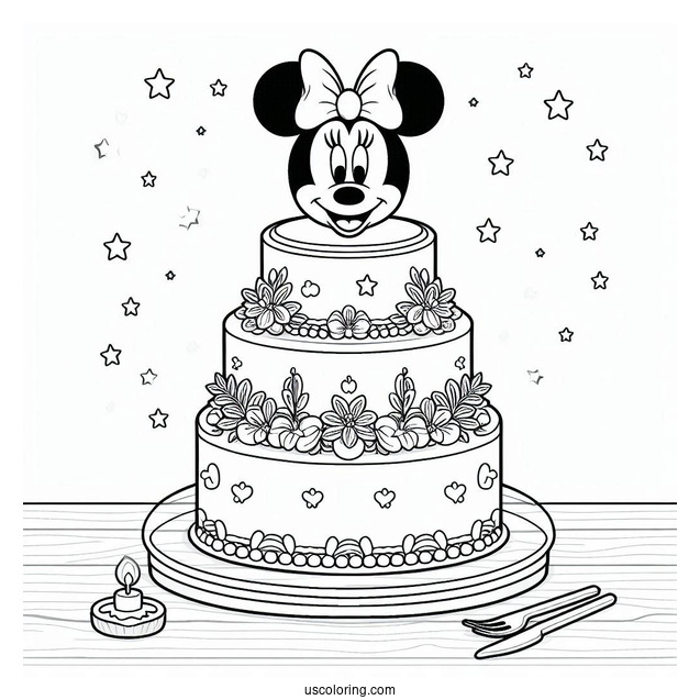 Three-Tier Cake With Minnie Mouse Topper
