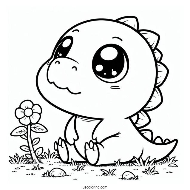 Cute Minmi Dinosaur Coloring Page Of Looking Up