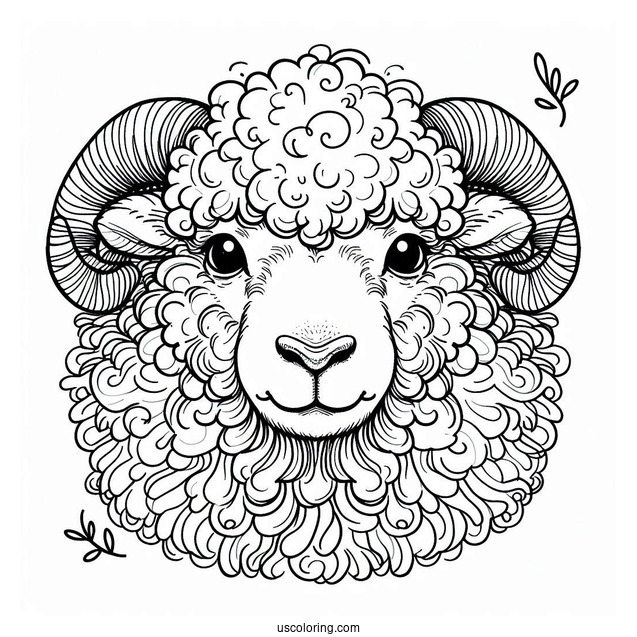 Shaggy Sheep Face Coloring Page