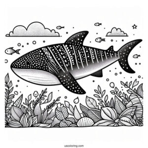 Textured Whale Shark Coloring Page