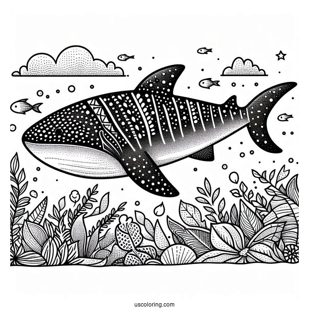Textured Whale Shark Coloring Page