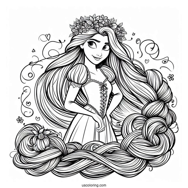 Tangled Coloring Page With Rapunzel