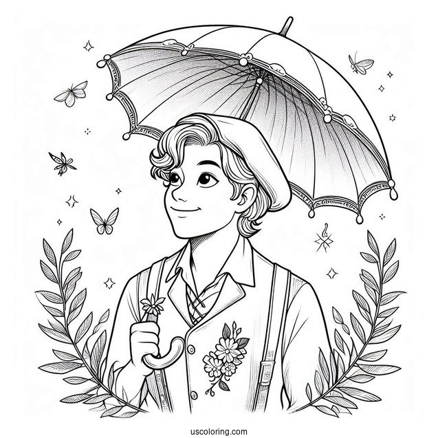 John Darling Holding Umbrella