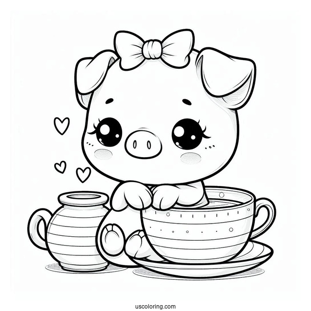 Cute Teacup Pig Coloring Page
