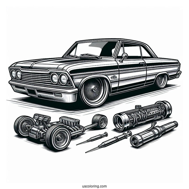 Realistic Chevrolet Lowrider Coloring Page