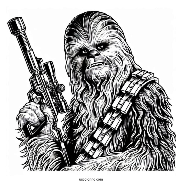 Chewbacca Holding Blaster Rifle