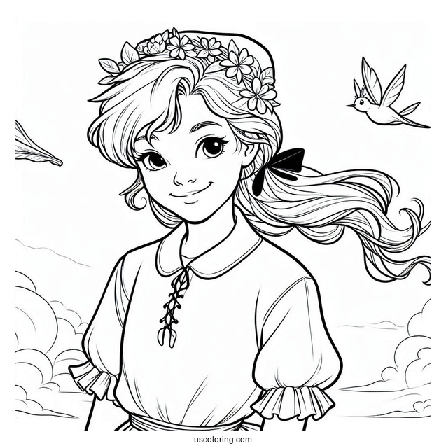 Easy Wendy Darling Coloring Sheet
