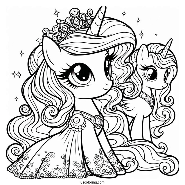 Easy Princess Luna Coloring Page With Sweetie Belle And Fluttershy For Kids