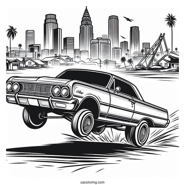Hopping Impala Lowrider Coloring Page