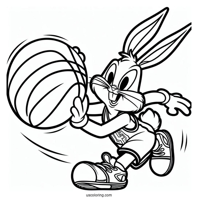 Bugs Bunny Dribbling Ball Coloring Page