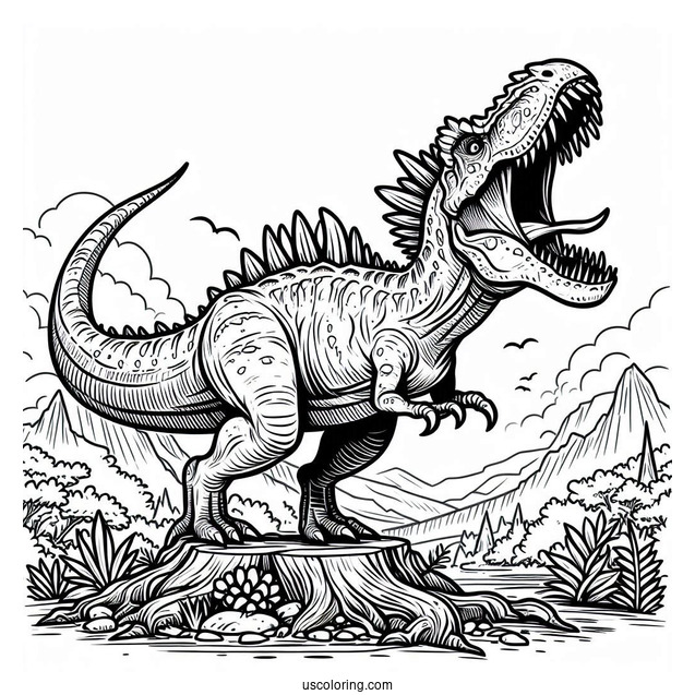 Scary Spinosaurus Coloring Page Roaring
