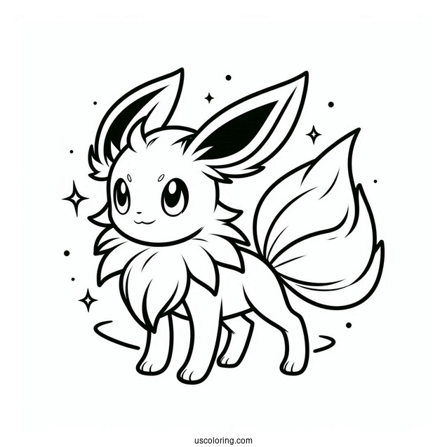 Easy Jolteon Coloring Page Outline For Kids
