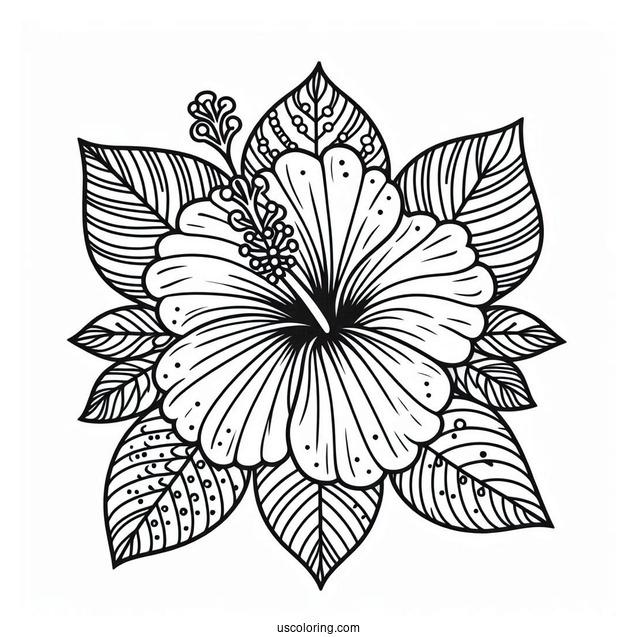 Hibiscus Flower Mandala Coloring Page