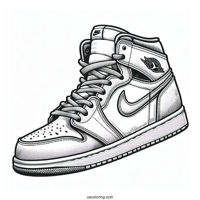 Nike Coloring Page Of Detailed Air Jordan 1