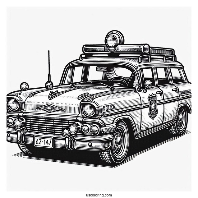 Old Police Car Coloring Sheet