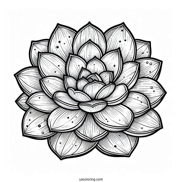 Easy Echeveria Succulent Coloring Page For Kids